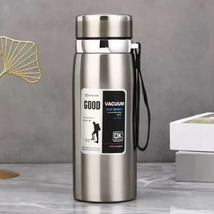 800/1000ml Sports Thermos Bottle Large Capacity Stainless Steel Portable Vacuum Flask Leak Proof with Hanging Rope