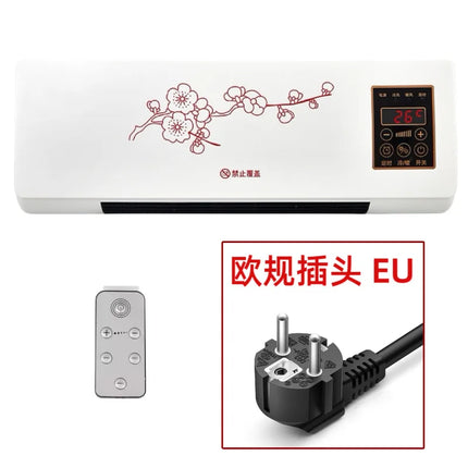 110V Wall Mounted Electric Heater Bathroom Hot Cool Fan Heater Remote Control Indoor Space Warmer for Bedroom Home Office
