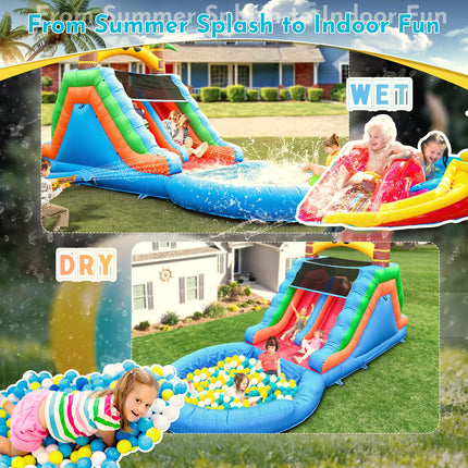 Inflatable water slide, Commercial Bounce House with Water Slide PVC and a 950W Air blower Children's playground bubble pool