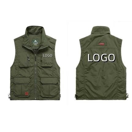 2026 Printing Logo Men's Thin Casual Vest Lightweight Breathable Outdoor Fishing Photography Multi-Pocket Comfortable Vest Top