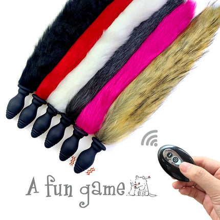 1pcs, Vibrating silicone tail anal plug, Role-playing animal games, Vibrators, Anal extension exercises, butt plug, adult pleasu
