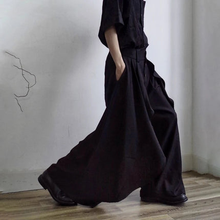 Gothic Harajuku Y2k Skirt Pants Japanese Irregular Stitching Samurai Hakama Genderless Streetwear Campus Valentines Pants Unisex
