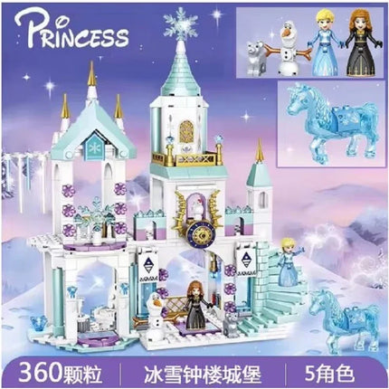Disney Frozen Princess Snow Castle Building Blocks Toys Sets Movies Educational Assembled Toys DIY Gifts For Girls