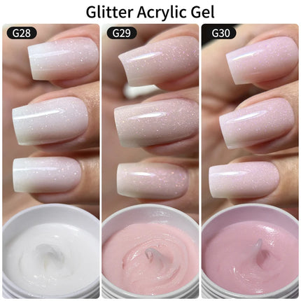 MSHARE 50g Shimmer Pink White Acrylic Gel TPO Free Glitter Shiny Extension Acryl Hard Gel Nails Sculpting Construction
