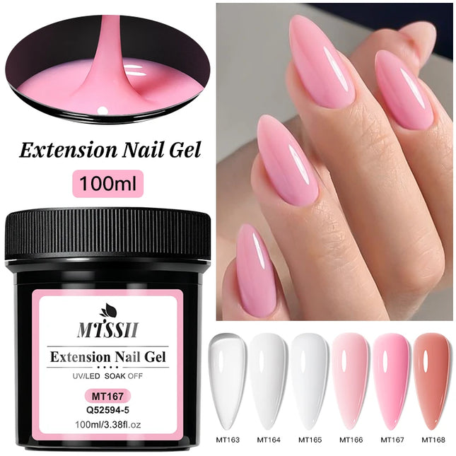 100ml Clear White Pink Extension Nail Gel UV LED Cured Builder Nail Gel Acrylic French Nail Art Semi Permanent UV Gel Varnish