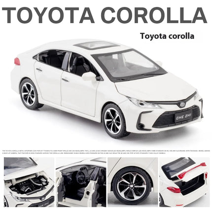 Diecast 1:32 TOYOTA Corolla Alloy Car Model Sound And Light Pull Back Door Opening Metal Car Model Collection Gifts For Friends