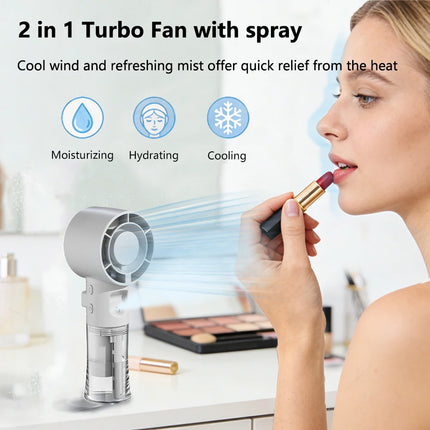 Portable Humidifier Fan Mini Handheld Water Mist Fan Rechargeable Small Personal Air Cooling Fan for Outdoor Travel Spray Fan