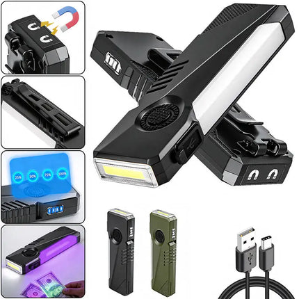 EDC Strong Light Mini Flashlight Type-C Rechargeable RGB Side Light UV Light Torch with Magnetic Pen Clip Inspection Lamp
