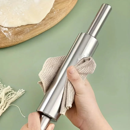 Thick Stainless Steel Rolling Pin with Anti Slip Handle，Heavy-duty Dough Roller | Suitable for Pizza, Cookies, Pastries, Baking