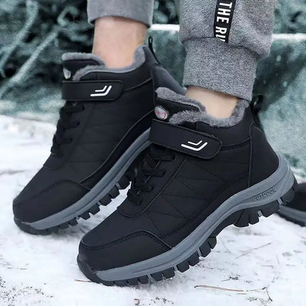 Men's Winter Thick Bottom Snow Boots Warm Fleece Lined Casual Sports Shoes Outdoor Anti-slip Cotton Shoes round Toe Flat Heel