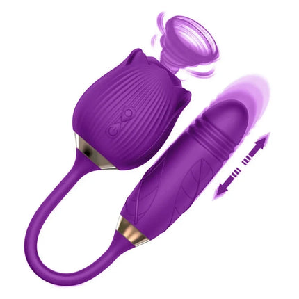 Rose Tongue Vibrator for Women Powerful Licking Clitoris Stimulation Telescopic Dildo Thrusting Licking Vagin Massager Sex Toys