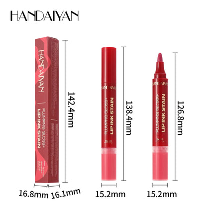 Lip Pencil Liquid Liner Double Head 2in1 Waterproof Tint Nude Oil Plump Gloss Mirror Lasting Moisturizing