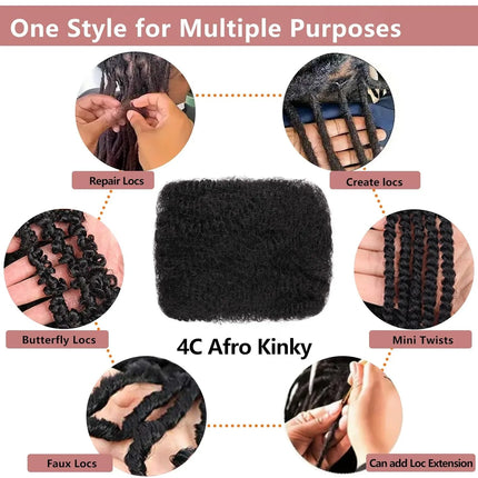 10-18Inch 4C Afro Kinky Bulk Human Hair Extensions No Weft 30 or 50g/Pack Brazilian Remy Bulk for Locs Micro Twist Braiding Hair