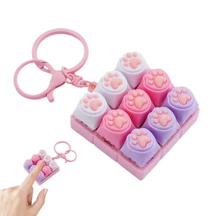 Cat Pawl Decompression 9 Keyboard Key Toy For Adults Antistress Toys Boys Girls Anti Stress Finger Keyboard Games Keychain