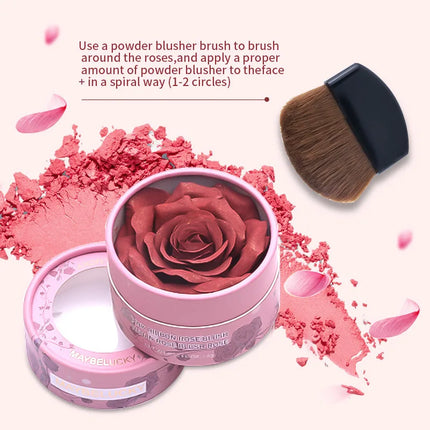 Rare Beauty 3D Petal Rose Blush Shimmer Makeup Highlighter with Real Rose Flower Gift Rubor Forma Rosa long lasting For Women