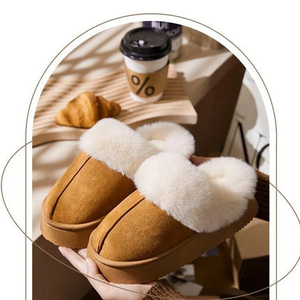 Women's Fur Snow Slippers Winter Fashion Home Plush Shoes EVA Light  Living Room Shoes Popular European And American Snow Boots