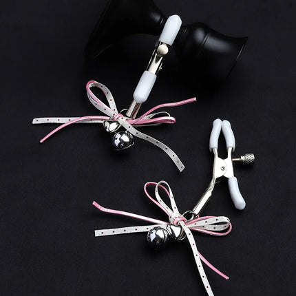 1Pair Sexy Bowknot Adjustable Nipple Clamp Breast With Pearl Bdsm Small Bell Adult Fetish Flirting Teasing Sex Toys For Couples