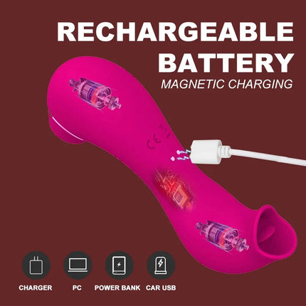 2 in1 Sucker Vibrator Female Licker Oral Clitoral Vaginal Tongue Stimulator Massager Masturbator Sex Toys for Women Couples 18+