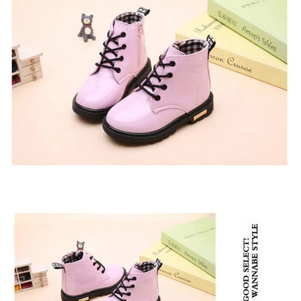 Children Ankle Shoes PU Leather Waterproof Tide Kids Rubber Boots Girls Boys Fashion Boots Anti-Slippery Spring Autumn 2024