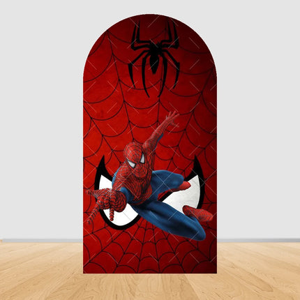 Spider Man Arch Backdrop Cover Web Pattern Design For Boys Birthday Party Superhero Theme Photo Booth Background Decor Prop