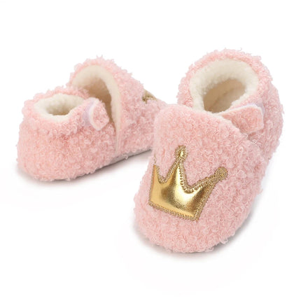 Fashionable Lamb Down Newborn Baby Girl Knitted Baby Soft Sole Shoes Toddler Shoes Warm and Non Slip First Walker