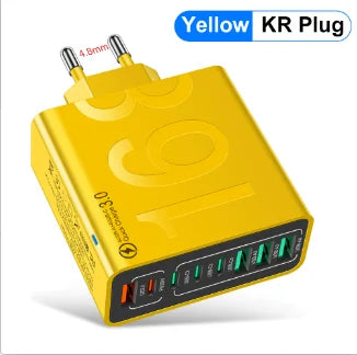 Total 150W USB Charger 8 Ports Fast Charging Phone Charger Quick Charge 3.0 Wall Charger Adapter For iPhone 17 Samsung Xiaomi