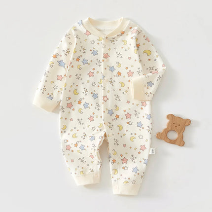 0-18M Baby Pure Cotton Onesie All Seasons Long Sleeve Crawling Suit for Boys and Girls Spring and Autumn Outwear Base Layer