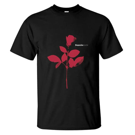 Hip Pop Amazing Rose Tops Black By Depeche Mode Print Cotton Sports T-shirt Casual Oversized Casual Graphic Streetwear Unisex