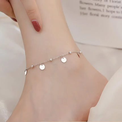 PANJBJ 925 Silver Color Mosubi Zircon Anklet For Women Girl Simplicity Retro Exquisite Jewelry Birthday Gift Dropshipping