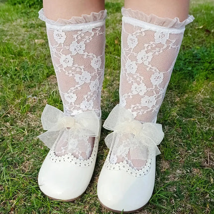 Baby Lace Socks Lovely Tube Girl Socks Summer Princess Lace Mesh Knee High Sock Vintage Breathable Infant White Long Sock