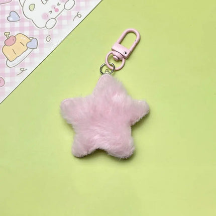 Fluffy Fur Multicolour Star Key Ring Pom Pom Starfish Plush Doll Stars Plush Keyring Soft Fluffy Stars Backpack Pendant