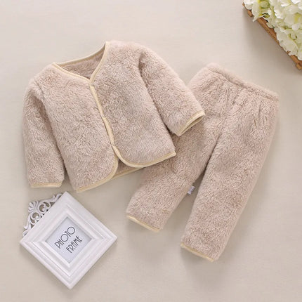 2Pcs Set Newborn Baby Clothing Flannle Spring Autumn Set for Babies Soft Toddler Jacket Baby Pant Cartoon Boys Girls Set 0-24M