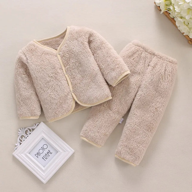 2Pcs Set Newborn Baby Clothing Flannel Spring Autumn Set for Babies Soft Toddler Jacket Baby Pants Cartoon Boys Girls Set 0-24M