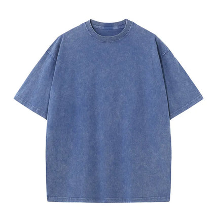 Summer 230g Retro Heavyweight Pure Cotton Round Neck T-shirt Custom Washed Loose Short Sleeved Oversize Men Top