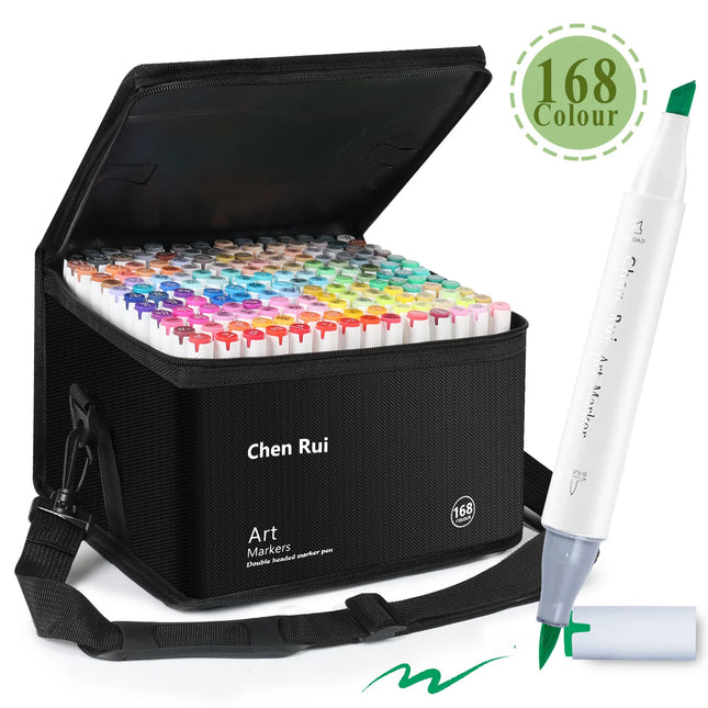 48-180 Colors Dual Tip Brush & Chisel Permanent Art Marker Pens Drawing Supplies Kit for Coloring Illustrations Back to School