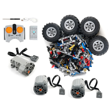 MOC 4WD Off-Road Car with Suspension Shocks 4-Wheel Drive Remote Control Power Servo Motor Climbing Toy Gift