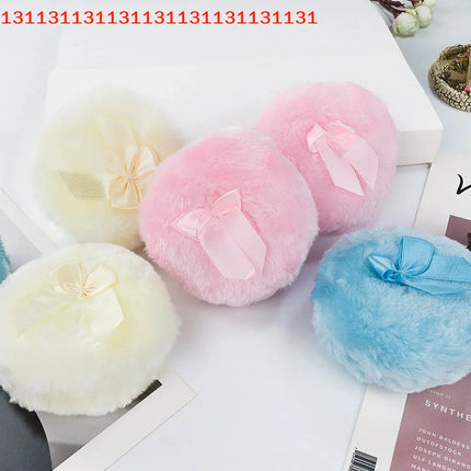 Professional Plush Bowknot round Makeup Sponge Soft Fluffy Loose Powder Puff Cute Foundation Cosmetic Beauty Tool