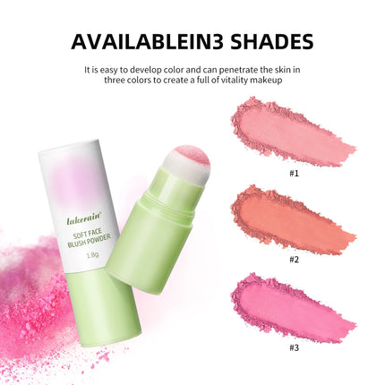 Soft Fog Blush Stick Face Blusher Patting Powder Blusher for Cheeks Cute Korean Style Waterproof Blush Sponge Brush Head 3Colors
