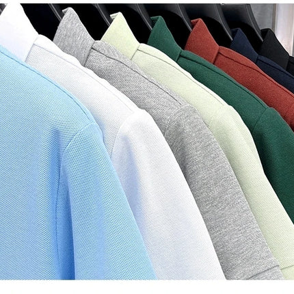 100% pure cotton short-sleeved men's polo shirt, summer fashion, high-end brand, pony embroidery, golf top, casual business T-shirt