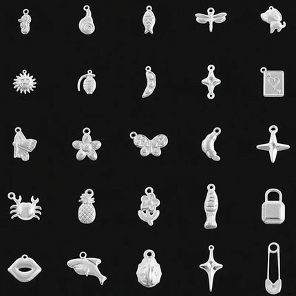 5pcs Kawaii Charm Flower Star Crab Stainless Steel Pendants For Jewelry Making Supplies Assorted Mini Charms In Bulk DIY Finding