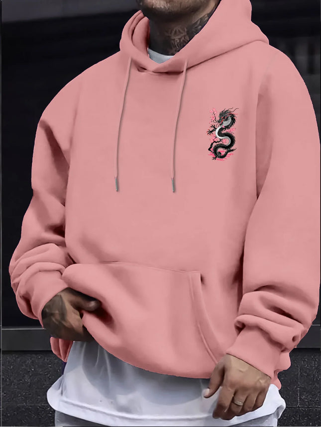 Autumn Winter Viral Korean Streetwear Double Sided Japanese Dragon Sakura Print Hoodie Y2K Eboy Oversized Long Sleeve Pullover