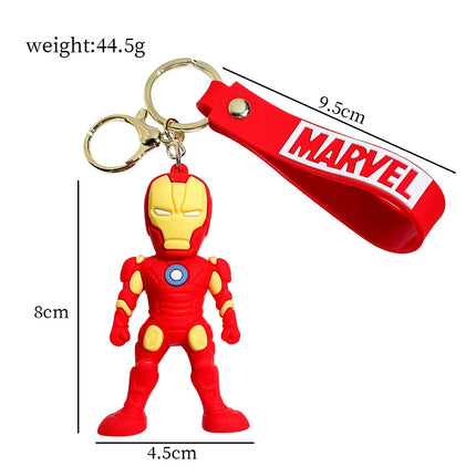 The Avengers Keychain Disney Anime Cute Iron Man Hulk Captain America Silicone Figure Keyring Schoolbag Pendent Toy Kid's Gifts