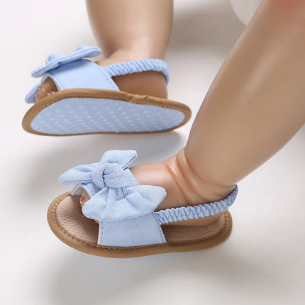 0-18 months cute baby shoes summer small fresh blue bow princess shoes sandals soft and comfortable soles slip walking shoes