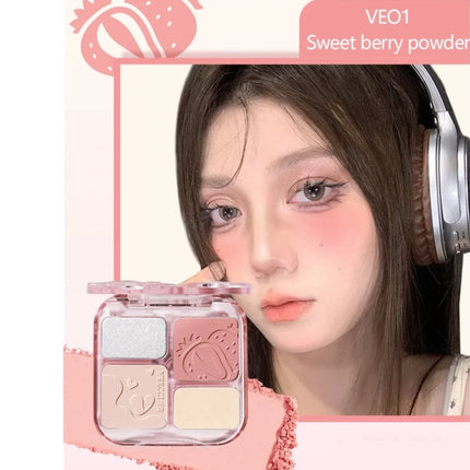 VEECCI 4 Color Contour Palette Powder Matte Shimmer Bronzer Highlighter Brighten  Nude Tones Longlasting Facial  Makeup