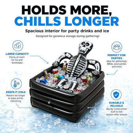 Skeleton Shaped Inflatable Ice Bucket PVC Waterproof Cooling Container Halloween Party Favor Supplies