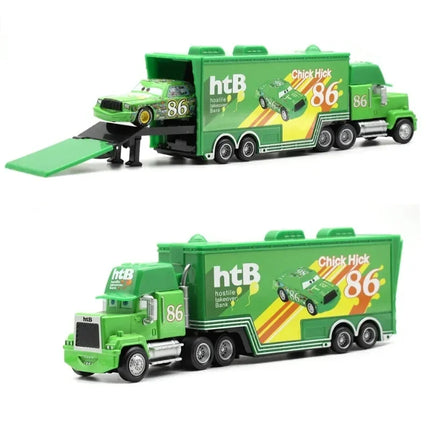 Hot Disney Pixar Cars And Truck Set Lightning Mcqueen Dinoco Hauler Mack Truck Model The King Racing Car Birthday Gift for Boys