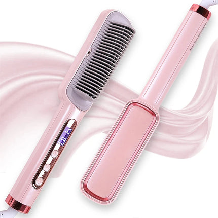 Hot Sale Negative Ion Hair Straightener Brush Home Use Electric Hair Flat Iron Heating Comb