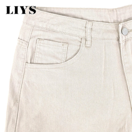 LIYS Men's American Beige Loose Wide Leg Jeans High Waisted Streetwear Hip-Hop Fashion Loose Denim Pants Y2K Retro Casual Pants