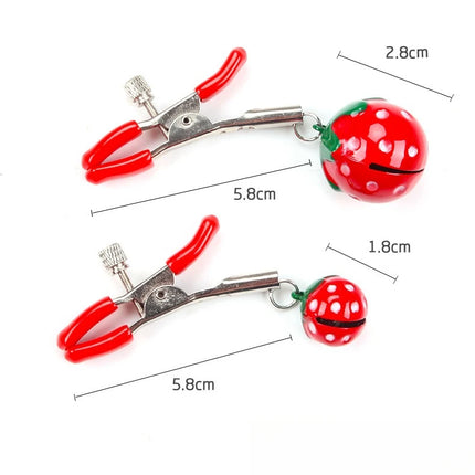 Strawberry Bell Nipple Clamps Metal Nipple Clamps Nipple Stimulator Female Clitoral Masturbator Adult Toys Couples Sex Toys BDSM