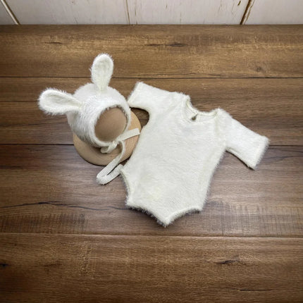 Newborn Photography Props Knitted Outfit Rabbit Doll Baby Cosplay Glasses Baby Photoshoot Props Accessories